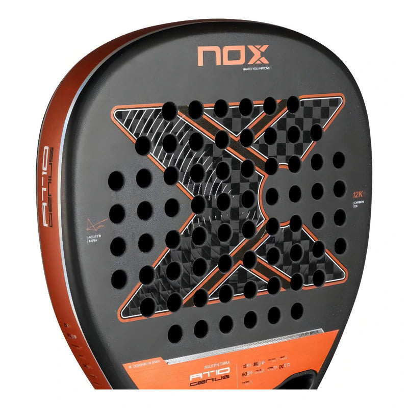Pala Nox At10 Genius Attack 12k Agustin Tapia Naranja