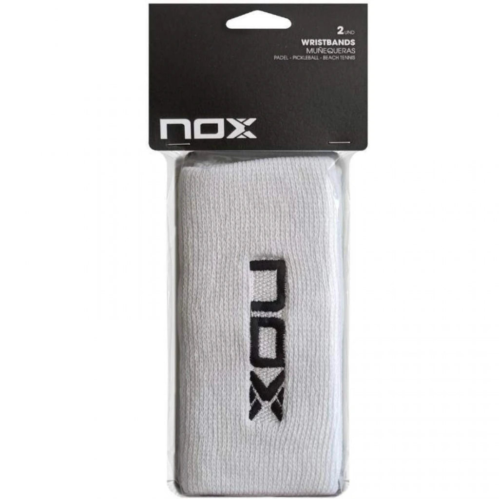 Muñequera NOX Larga Blanca Logo en Negro