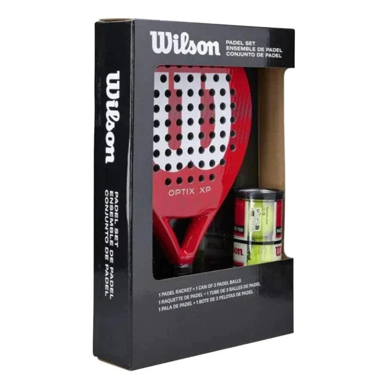 Pala Padel Wilson Optix Xp Incluye Pelotas Padel Rush Rojo