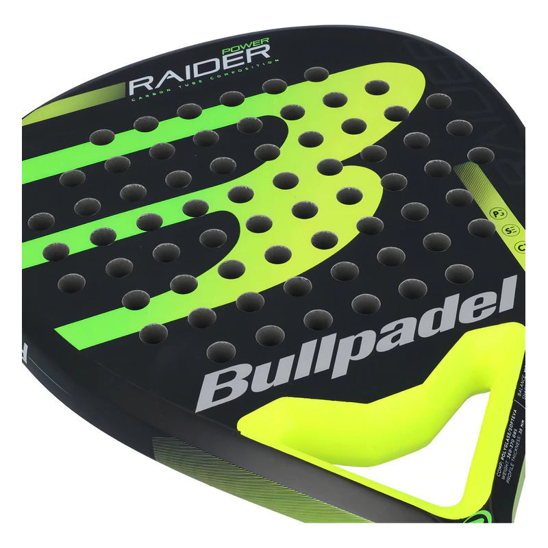 Pala de Padel Padel Bullpadel Raider Power Color Negro Verde Lima