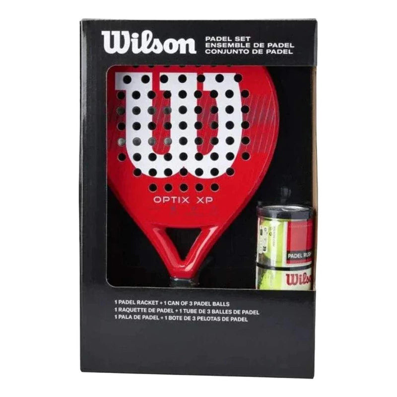 Pala Padel Wilson Optix Xp Incluye Pelotas Padel Rush Rojo