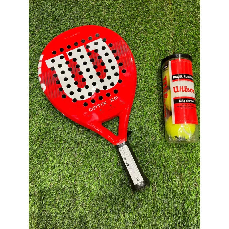 Pala Padel Wilson Optix Xp Incluye Pelotas Padel Rush Rojo