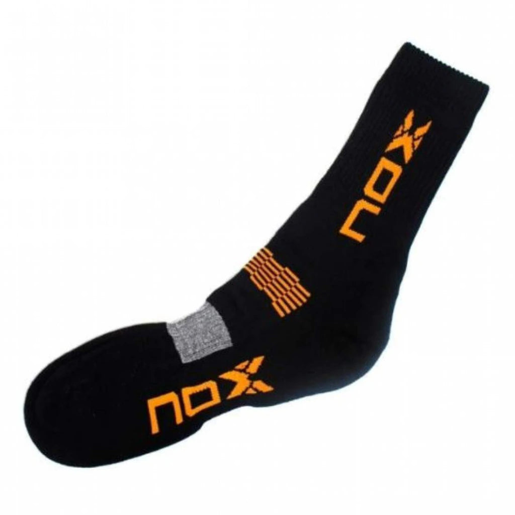 Calcetin Nox Tecnico Media Cana Para Padel Hombre Negro Naranja